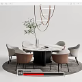 Modern Dining Table and Chair Combination Round Dining Table and Chair 3d model