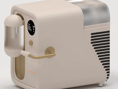 Beige Compact Coffee Maker With Modern Design Gold Accents And Digital 3d model