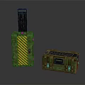 Large And Small Green Storage Boxes With Yellow Stripes Black Handle And Panel Latches