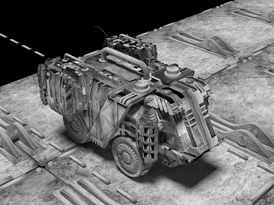 Industrial Vehicle With Complex Mechanical Structures Heavy Duty Wheels Armored Panels And Industrial Grade Components 3d model