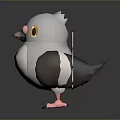 Flying Animal 3D Pigeon With Gray White Black Feathers Yellow Eyes Pink Feet Spread Wings