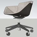 Modern Comfortable Leisure Chair With White Upholstered Seat And Black Rolling Wheels