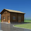 Modern Residential Complex With Dome Building Fenced Area Water Body Road And Parking
