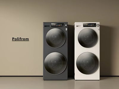 Poliform Modern Twin Drum Washing Machines in Black and White Designs 3d model