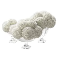 Elegant Decorative Ornament Set With White Spherical Balls In Clear Glass Vases