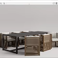 Modern Wooden Table and Chair Set with Backrests and Comfortable Seat Cushions