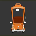 Orange Paper Model Taxi with TAXI Sign Red Seat and Glass Window on Reflective Surface
