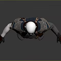 Warrior Character In Gray Brown Armor With Detailed Design And White Head