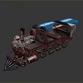 Vintage Steam Train Model with Blue Roof and Metallic Exterior Detailed Classic Locomotive Design