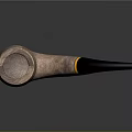 Wooden Smoking Pipe With Textured Surface Black Stem And Gold Accent