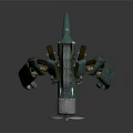 Sci Fi Mechanical Creature With Green Exoskeleton Multiple Legs And Propeller