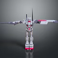 Game and Movie Robot Character with Mechanical Design Extended Wings Gray White Red Standing Pose