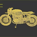 Vintage Custom Motorcycle With Gray Black Body And Leather Seat