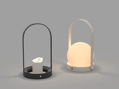 Modern Black And White Table Lamps With Minimalist Design And Portable Handles 3d model