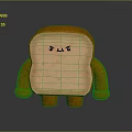 Cartoon Toast with Cute Face and Orange Plush Body as Friendly Food Character