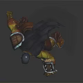 3D Rendered Orc Character With Green Skin Helmet Armor And Wrist Guards In Battle Stance