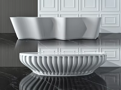 Modern Reception Desk With Sleek Design And Marble Top For Office Lobby 3d model