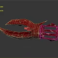 Red Claw Shaped 3D Model With Textured Surface On Gray Background