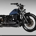 BMW Blue And Black Retro Cruiser Motorcycle With Leather Seat And Spoked Wheels