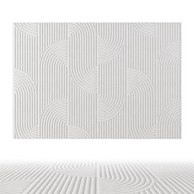 Square Rug Featuring Geometric Arc Line Patterns In Minimalist Style 3d model