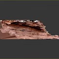 Garden Landscape Featuring Pink Rock Layered Structure With Textured Surface And Reflective Base 3d model