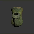 Ancient Green Hand Carved Sculpture With Glossy Texture And Curved Design Details