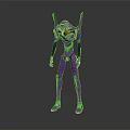 Purple Green Sci Fi Robot Character For Game And Movie Roles With Futuristic Mechanical Design