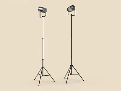 Two Modern Floor Lamps With Silver Head And Tripod Stand 3d model