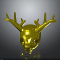 Golden Geometric Deer Head Metallic Reflective Wall Decor For Modern Home Furniture