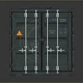 Green Industrial Metal Shipping Container With Vertical Stripes And Locking Doors