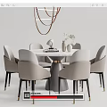 Modern Dining Table and Chair Combination Round Dining Table and Chair 3d model