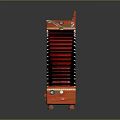 Red Accordion Musical Instrument With Wooden Body Bellows And Keys