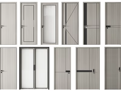 Swing Doors With Various Modern Designs Wooden Finish And Glass Panels 3d model
