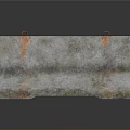 Heavy Duty Concrete Barrier With Orange Lifting Rings And Rusty Surface Stains