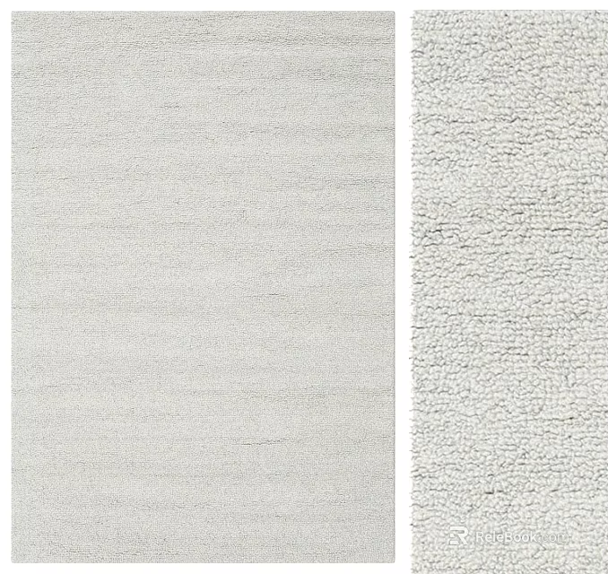 Light Gray Square Rug With Smooth And Thick Textured Design For Modern Interior 3d model 