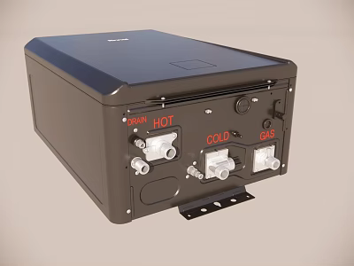 Black Gas Boiler Kitchen Appliance With Hot Cold Controls And Gauges 3d model