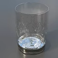 Transparent Glass Cup With Diamond And Leaf Patterns On Round Base 3d model