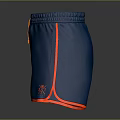 Blue Sporty Shorts With Orange Drawstring Red Trim And Embroidered Logo