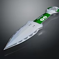 Sharp Modern Dagger With Green Handle White Blade And Geometric Patterns 3d model