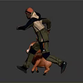 Running Scene With Runner In Red Goggles And Orange Deer