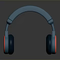 Modern Blue And Red Over Ear Headphones With Sleek Electronic Design