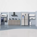 Modern Household Appliances Display With Washing Machine Refrigerator Range Hood And Air Conditioner