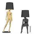 Human Shaped Floor Lamps Gold Standing And Black Seated Figure Design