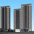 Modern Residential High Rise Buildings With Trees And Blue Sky Background