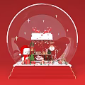 Festive Christmas Art Installation With Transparent Sphere Interior Decorations And Person Standing Nearby
