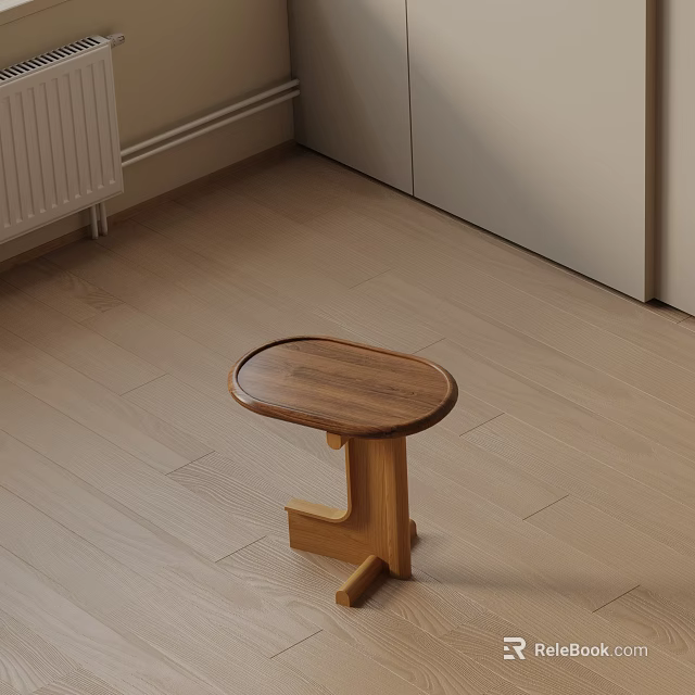 Modern Wooden Side Table With Round Top And Unique Base Design For Living Room 3d model 