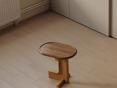 Modern Wooden Side Table With Round Top And Unique Base Design For Living Room 3d model