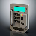 Gray Commercial Equipment Control Panel With Green Display Screen Keypad And Handle 3d model