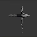 Mechanical Trident Weapon With Sharp Edges And 3D Metallic Model Design
