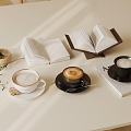 Desktop decoration books coffee 3d model